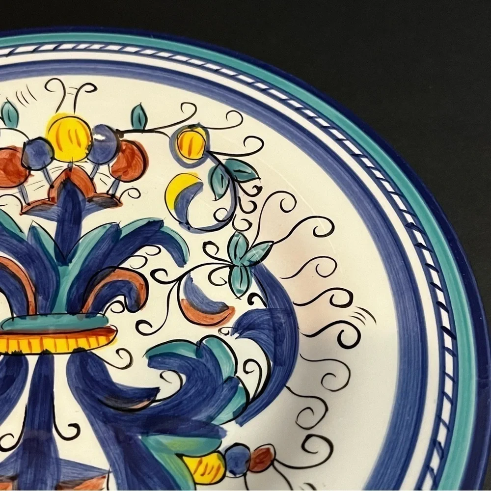 Tabletops Lifestyles Florenza Salad Plate Hand Painted Multicolor Blue Floral